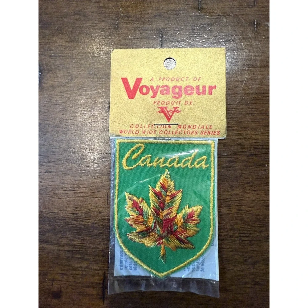 1960's Canada Maple Leaf Patch Voyageur Crest New Old Stock Original Package